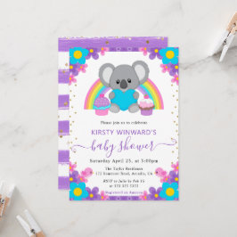 Aquarellblume Regenbogen Koala Kinderdusche Einladung