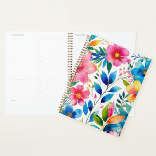 Aquarellblume - Rosa Gelbe Blumen Planer