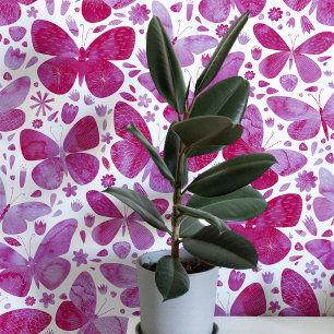 Aquarellblume Rosa und Weiße Kunst Tapete