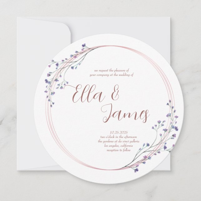 Aquarellblume Rose Goldene Hochzeit Einladung (Vorderseite)
