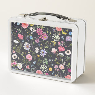 Aquarellblume: sanftes Sommermuster. Metall Brotdose