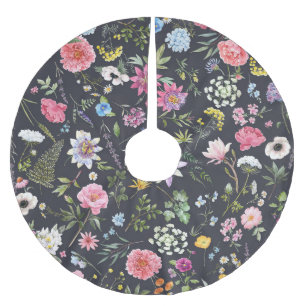 Aquarellblume: sanftes Sommermuster. Polyester Weihnachtsbaumdecke
