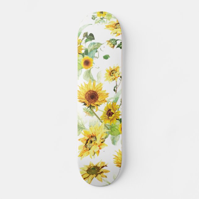 Aquarellblume Skateboard (Vorderseite)