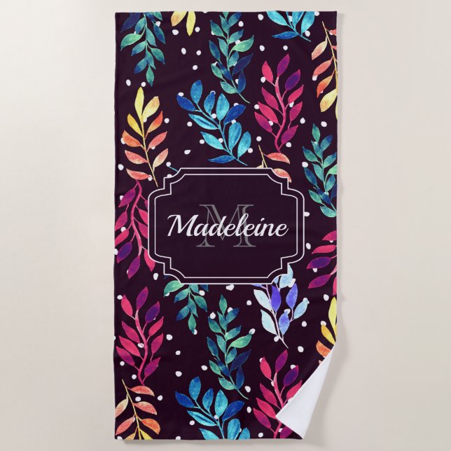 Aquarellblume Strandtuch (Vorderseite)