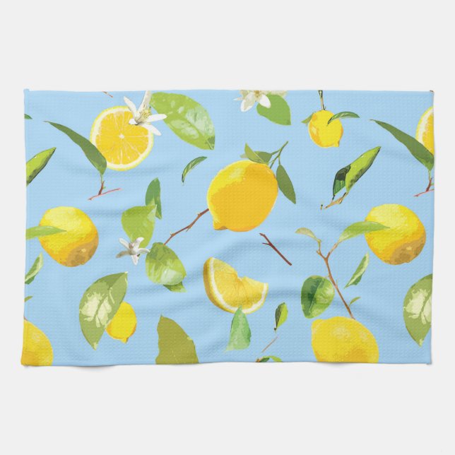 Aquarellblume und Blätter 3 Geschirrtuch (Horizontal)