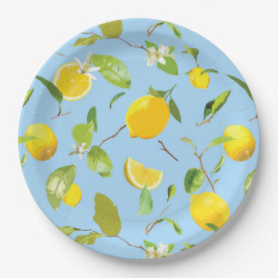 Aquarellblume und Blätter 3 Pappteller