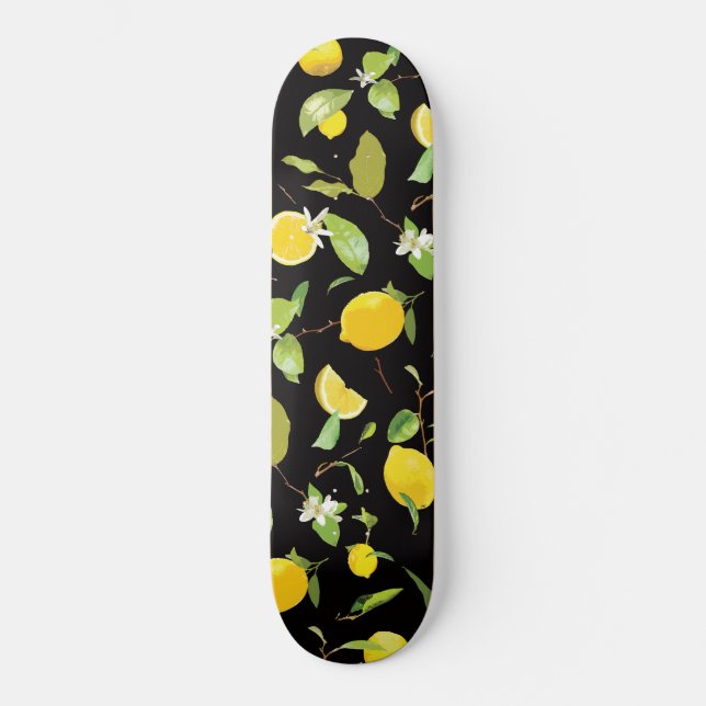 Aquarellblume und Blätter Skateboard (Vorderseite)