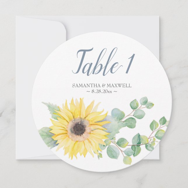 Aquarellblume und Eukalyptus-Tischnummer Einladung (Vorderseite)
