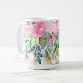 Aquarellblume und goldener Marmor Kaffeetasse