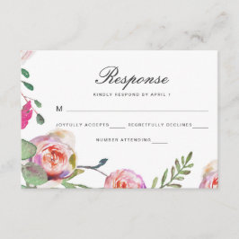 Aquarellblume und Punkte Hochzeitskarte RSVP Karte