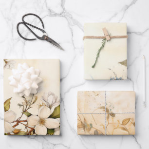 Aquarellblume Vintage Inspirierte Wrapping Sheets Geschenkpapier Set