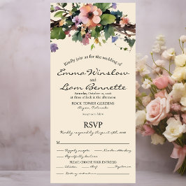 Aquarellblumen, alles in einer Hochzeit einladen. All In One Einladung