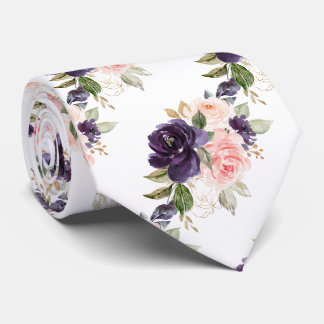 Aquarellblumen Aubergine Lila Rosen Schimmer Krawatte