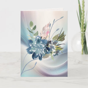 Aquarellblumen auf opalisierendem Wirbel Karte