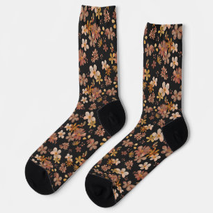 Aquarellblumen auf schwarzem Floral Socken