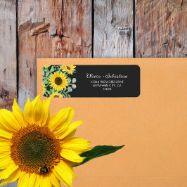 Aquarellblumen | Black Return Address Label