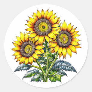Aquarellblumen Blumen Runder Aufkleber