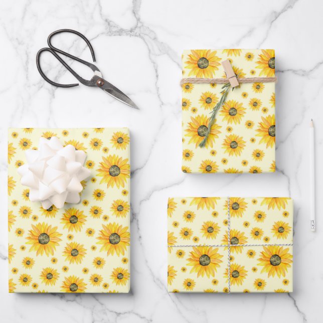 Aquarellblumen Blumenmuster Geschenkpapier Set (Vorderseite)