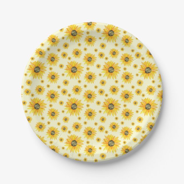 Aquarellblumen Blumenmuster Pappteller (Vorderseite)