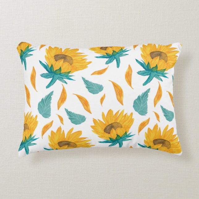 Aquarellblumen: Botanische Sommerkollektion Dekokissen (Vorderseite)