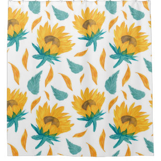 Aquarellblumen: Botanische Sommerkollektion Duschvorhang