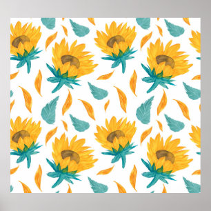 Aquarellblumen: Botanische Sommerkollektion Poster