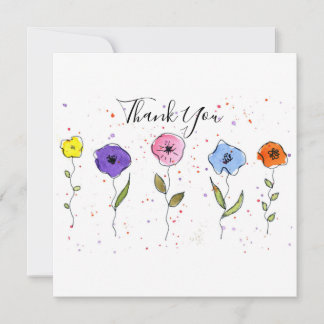Aquarellblumen Dankeskarte