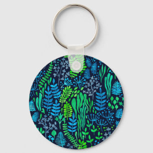 Aquarellblumen-Doodles dunkler Hintergrund Schlüsselanhänger