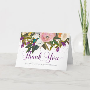 Aquarellblumen   Faux Glitter Danke