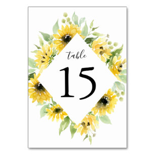 Aquarellblumen   Hochzeit Tischnummer