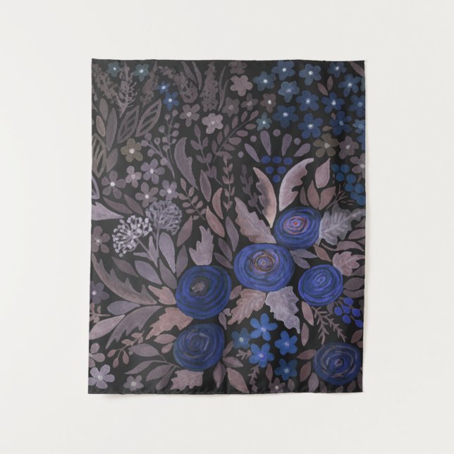 Aquarellblumen kleine Blume Rose Seefahrt braun l Wandteppich (Vorderseite)