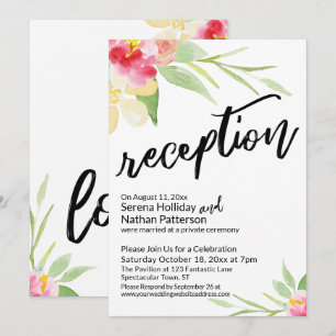Aquarellblumen & lockere Handschrift Empfang Einladung