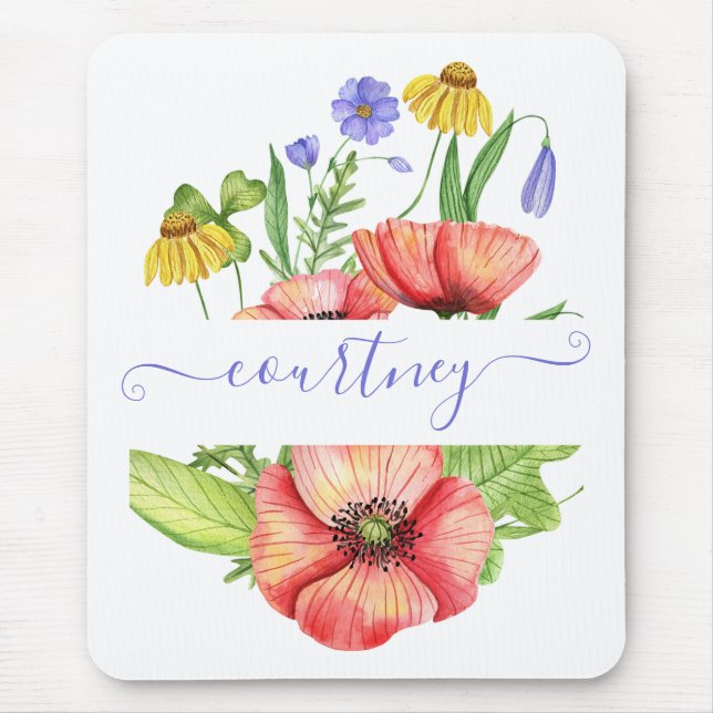 Aquarellblumen personalisiert mousepad (Vorne)