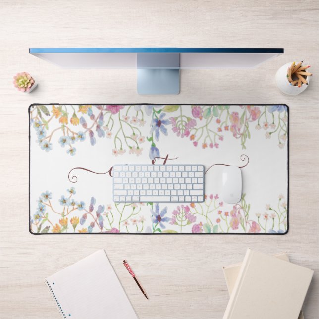 Aquarellblumen personalisiert schreibtischunterlage (Büro 1)