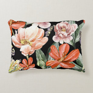 Aquarellblumen: Pfingstrose Rosenlilie Dekokissen