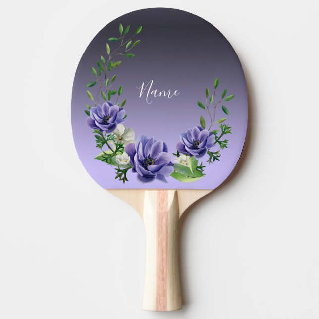 Aquarellblumen Ping Pong Paddle Tischtennis Schläger (Vorderseite)