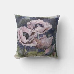 Aquarellblumen rosa Mohn Illustration Blumen Kissen