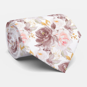 Aquarellblumen Staubrose Blushrosa Rosen Krawatte