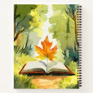 Aquarellblumen - Surreales Blatt Lesen eines Buche Notizbuch