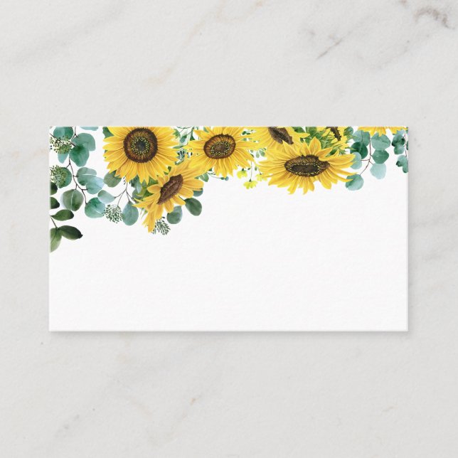 Aquarellblumen und Eukalyptus Garland Platzkarte (Vorderseite)