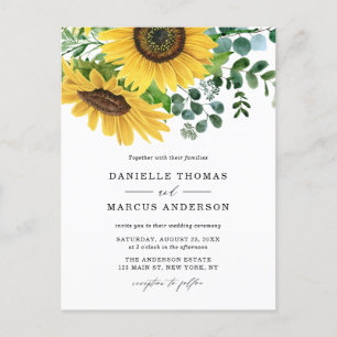 Aquarellblumen und Eukalyptus-Hochzeit Einladungspostkarte