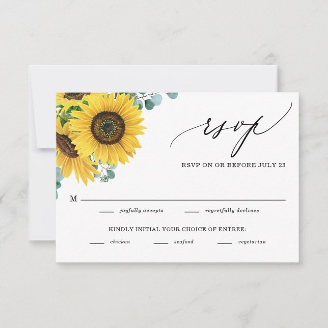 Aquarellblumen und Eukalyptus-Hochzeit RSVP Karte (Vorderseite)