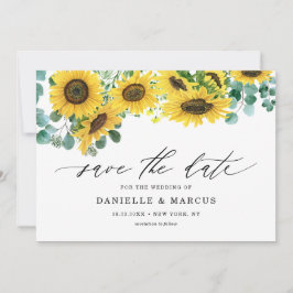 Aquarellblumen und Eukalyptus Sommer Save The Date