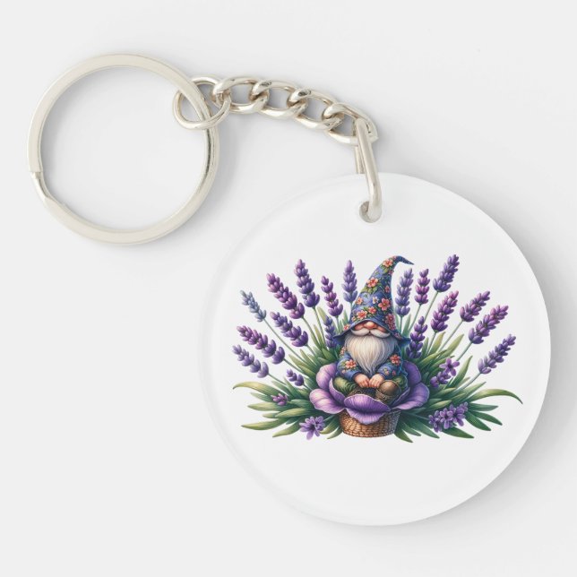 Aquarellblumen und violette Blumen Schlüsselanhänger (Vorderseite)