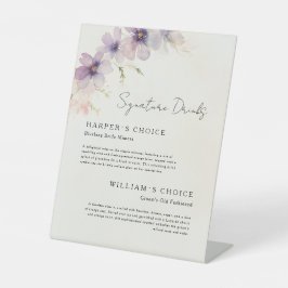 Aquarellblumen-Unterschrift Getränke Hochzeitsmenü Sockelschild
