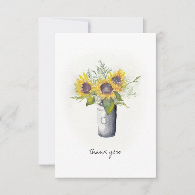 Aquarellblumen Vielen Dank Karte (Vorderseite)