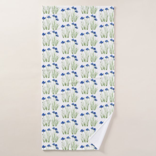Aquarellblumen Wildblumen Blauer Blume Badehandtuch (Badehandtuch)