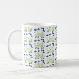 Aquarellblumen Wildblumen Blauer Blume Kaffeetasse
