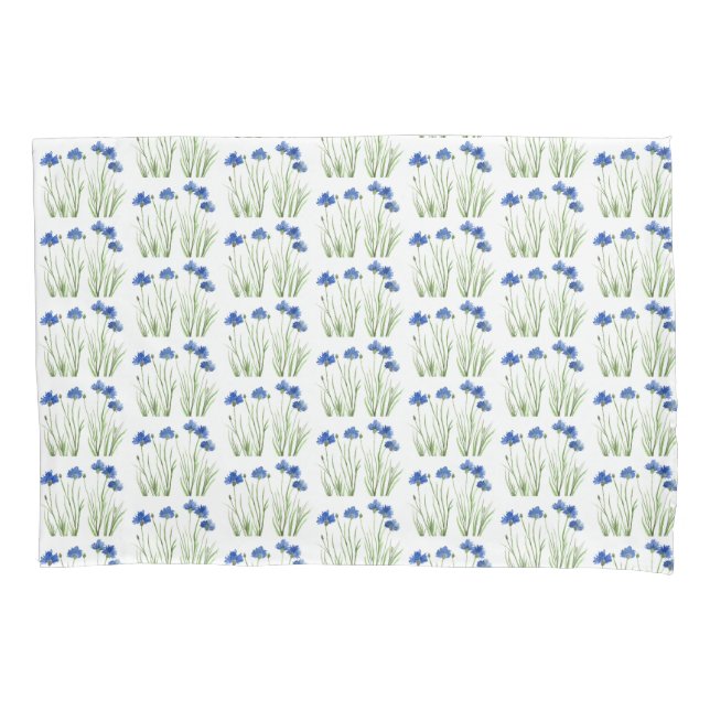 Aquarellblumen Wildblumen Blauer Blume Kissenbezug (Vorderseite)