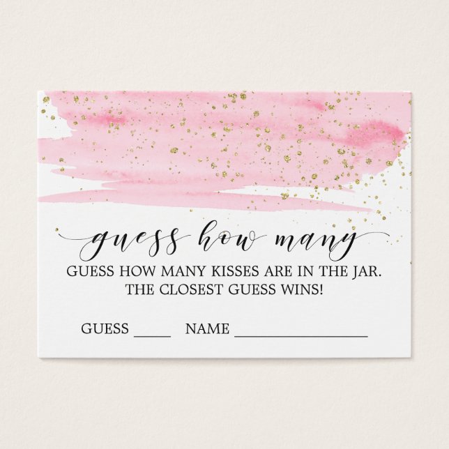 Aquarellblush & Gold Ratschläge wie viele Küsse-Ka (Vorderseite)